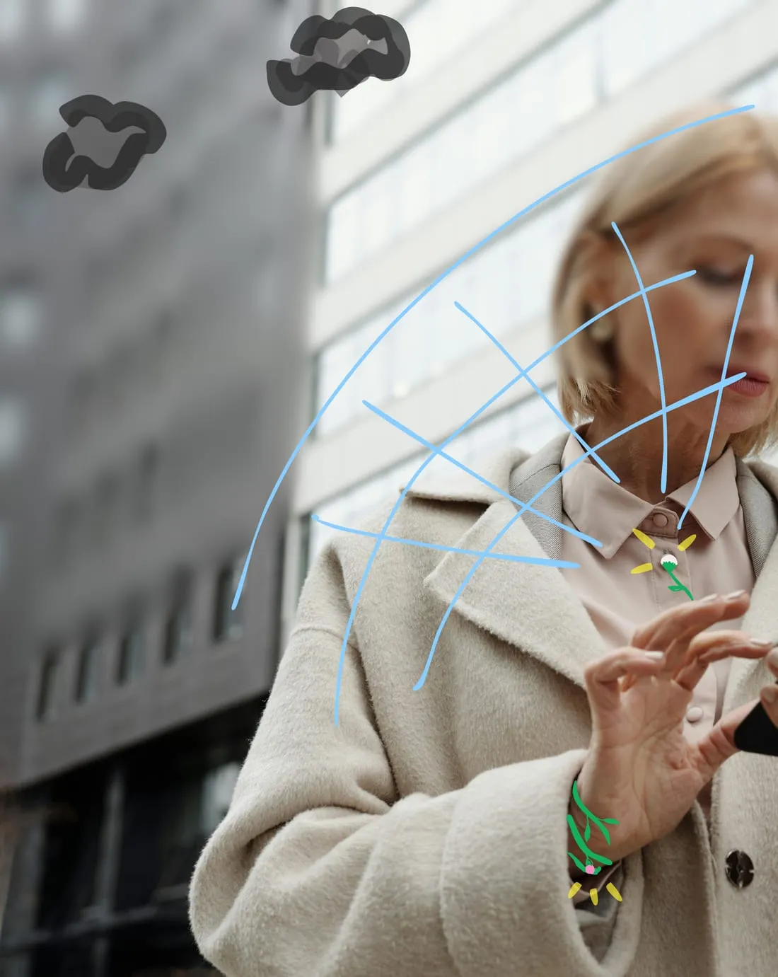 The wearable air-filtering extension worn outdoors
