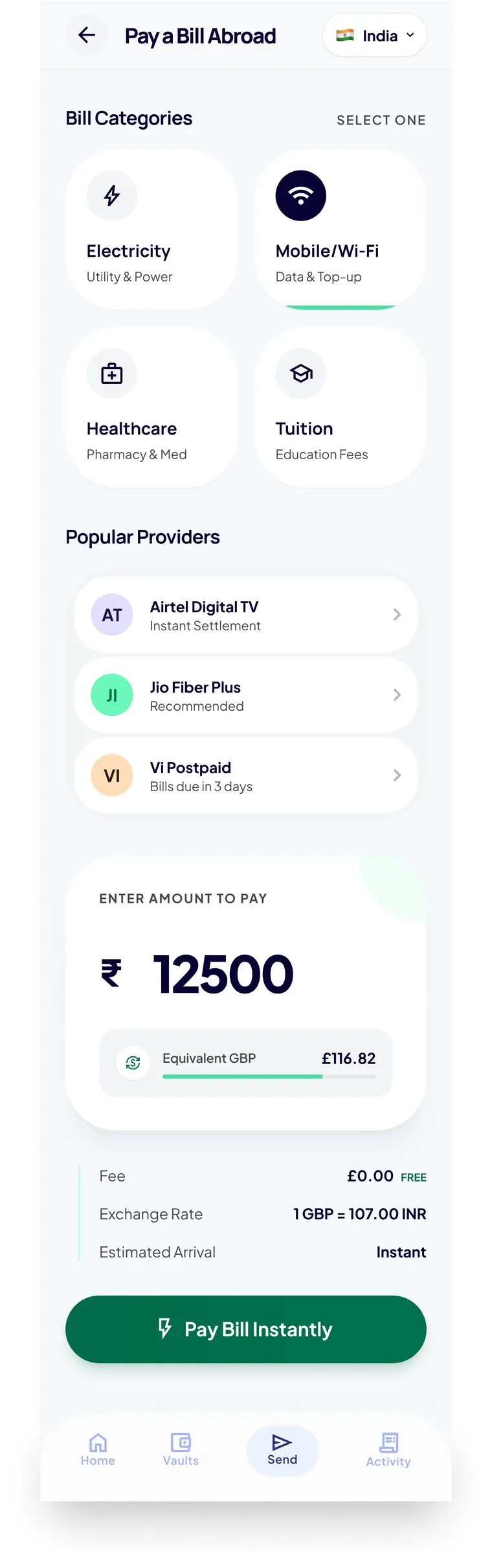 KinVault bill payment
