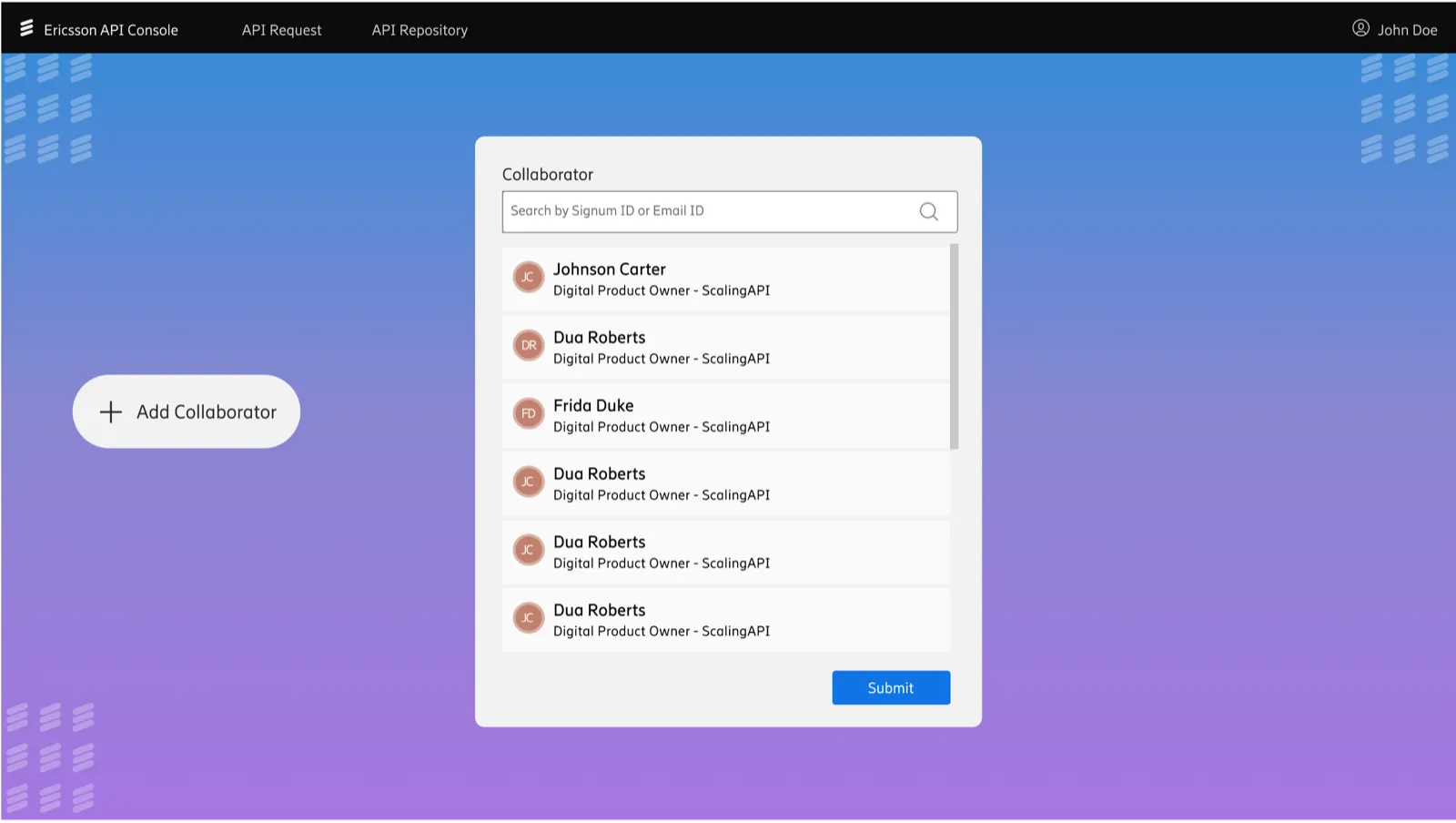 API Console collaborator and access management
