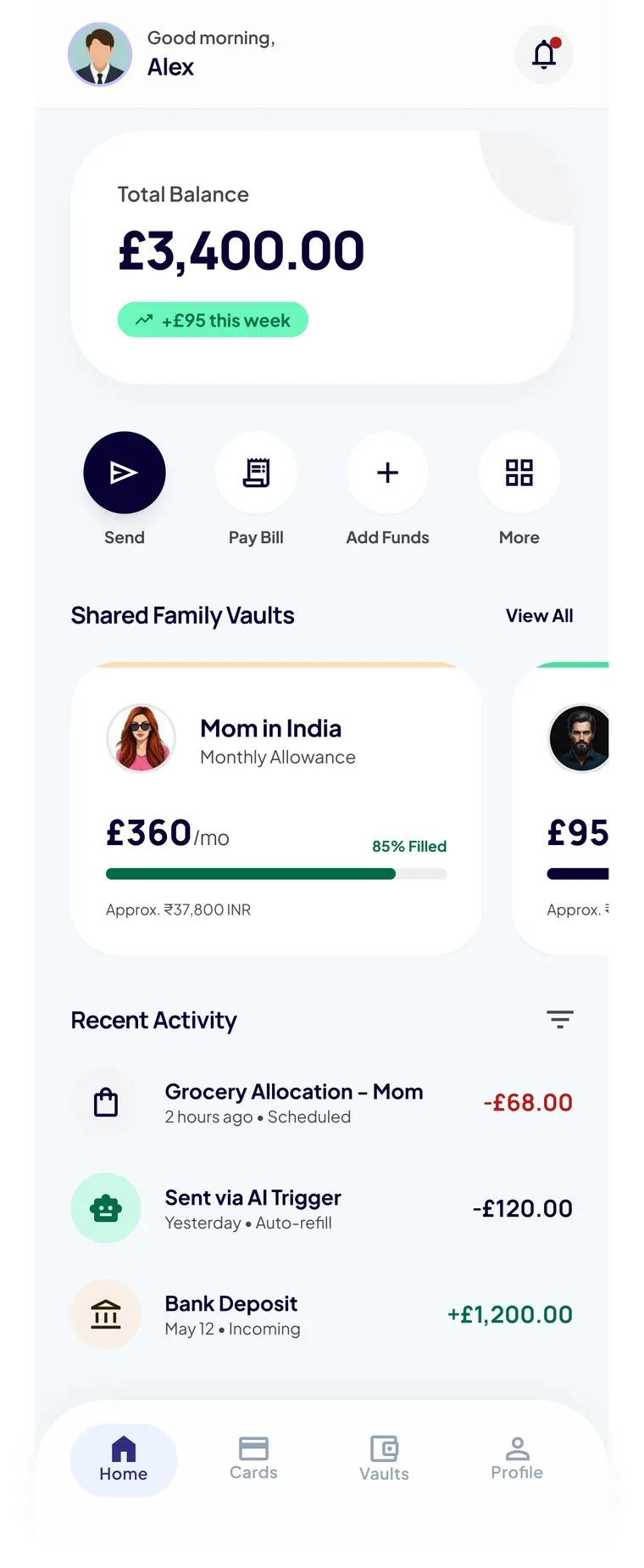 KinVault dashboard