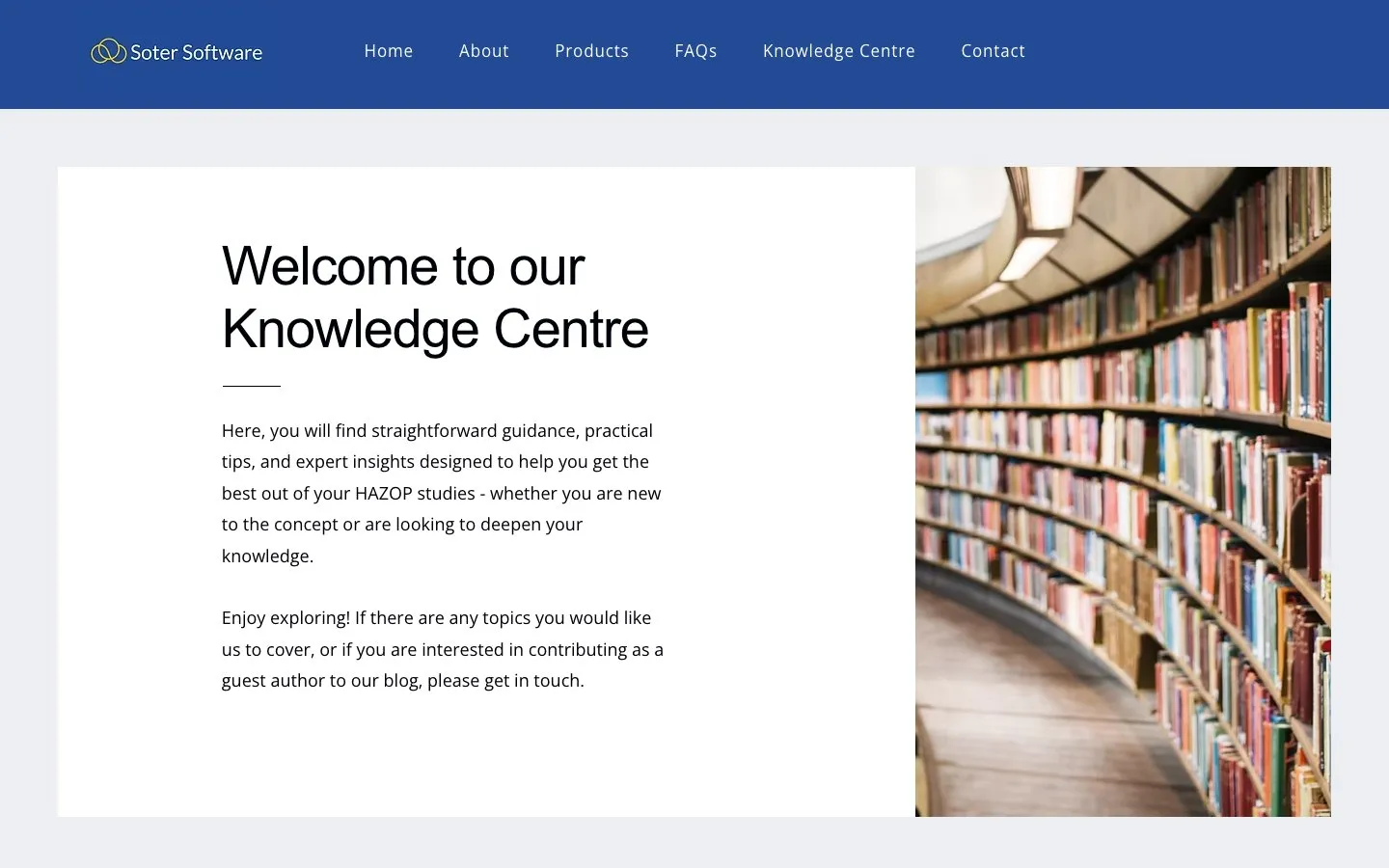 Knowledge Centre landing page with article listings
