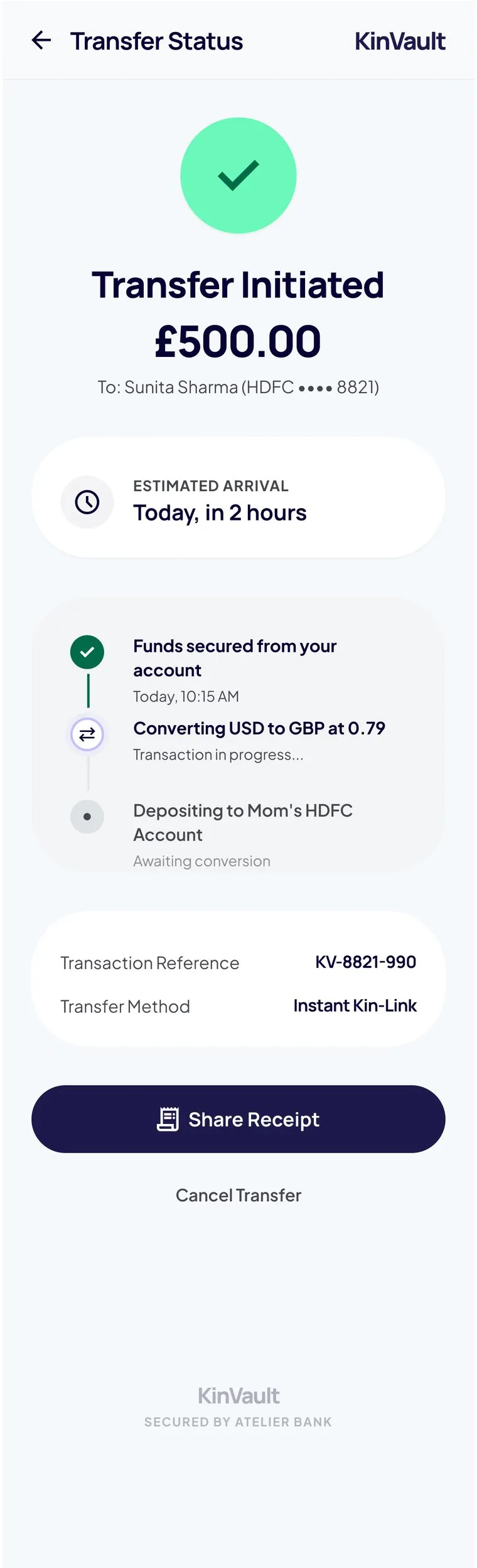 Transfer status
